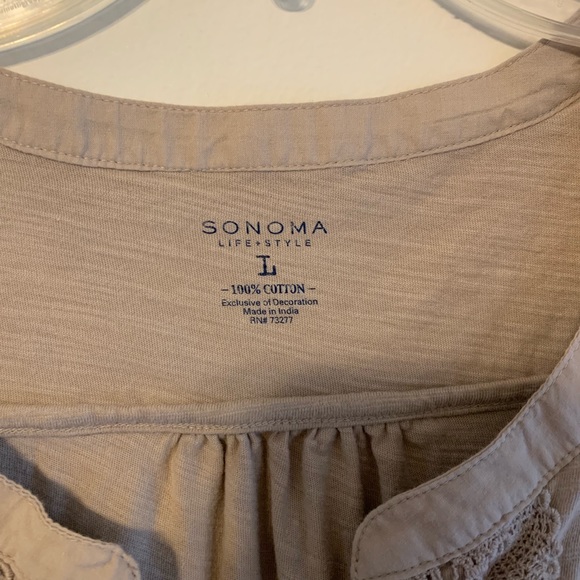 Sonoma Sleeveless Ruffle Blouse Light Brown Sz Lg - Picture 4 of 4